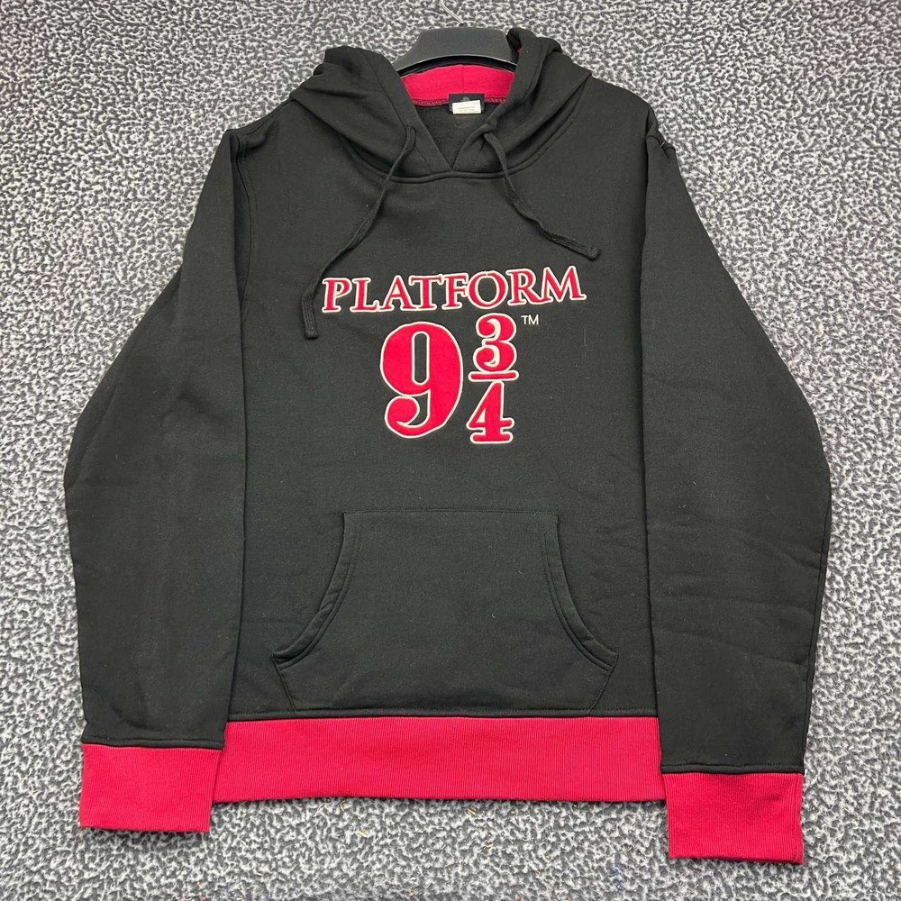 Harry Potter Platform 9 3/4 Hogwarts Railways Hoodie Men XL Black Long Sleeve